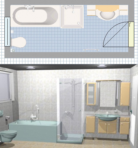 Plan 3D salle de bains - logiciel gratuit de salle de bains