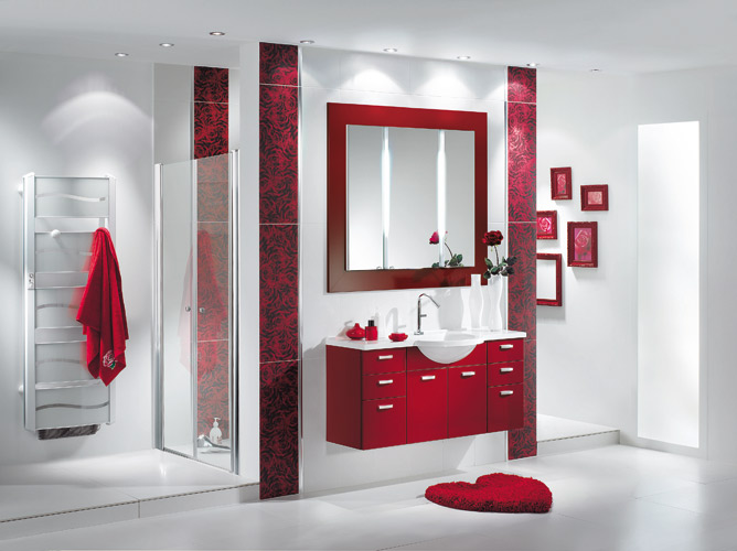 Salle de bain rouge et blanc ~ tazmik.com for . Inspiration de salle Faience bains