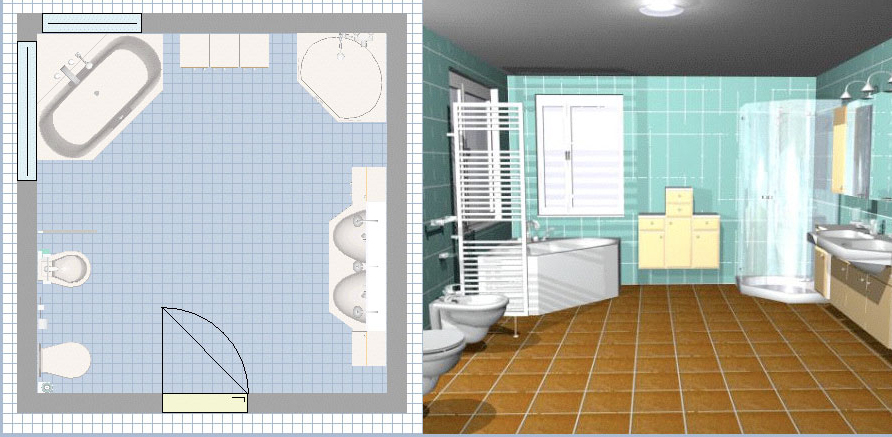 Plan 3D salle de bains, logiciel gratuit plan salle de bains